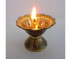Artcollectibles India ottone diya Deepak Akhand Jyot tempio indù Kuber Havan Puja Religious lampada a olio