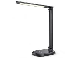 HETP Lampada da Scrivania LED, USB Lampada da Tavolo Pieghevole, 10 Livelli di Luminosità Lampada, Funzione Memoria, LED Occhi-Cura Lampada da Lettura per Ufficio Lettura Studio