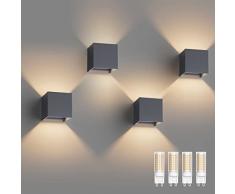 Klighten 4 Pezzi LED Lampada da Parete Interno/Esterno Lampadina G9 con Sorgente Luminosa Sostituibile 3000K Bianco Caldo Angolo del Fascio Regolabile Applique Esterno, Antracite