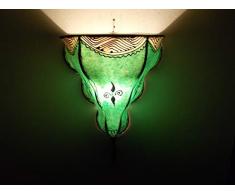 Applique da Parete Lampada Lanterna in Ferro e Pelle Dipinta a Mano hennè Marocco MOROCCHINA Etnico araba 0202191223