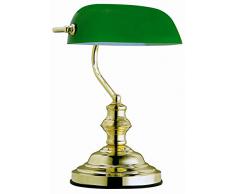 Globo, Lampada da tavolo con paralume in vetro verde, 60 W, attacco E27, altezza 36 cm, larghezza 25 cm, 1 pz.