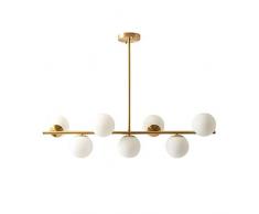 Moderna Lampada A Sospensione in Vetro Sputnik 7 Luci Lampadario in Dorato Rotondo Sferico Appeso Paralume in Vetro Rame Bianco Fagiolo Magico Soggiorno, Ristorante, Illuminazione Del Soffitto