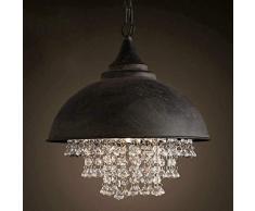 FCHMY Lampadario Moderno Industriale Elegante in Cristallo con Goccia di Pioggia Illuminazione Creativa Ciotola in Ferro Lampada a Sospensione a soffitto in Metallo Cucina Isola Lanterna a sospens