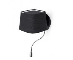 Lampada da parete nera Montatura in metallo Paralume in tessuto 1 lampadina E27 a risparmio energetico non inclusa max 15W Braccio con 1LED da 1W incluso Applique da parete con doppio interruttore Lorefar SWEET larghxprofonxh 200x300x450 mm FARO 29951