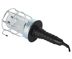 Electraline 70303 Lampada Portatile da Lavoro con cavo 5 metri, 60W, Uso in Cantiere/Ispezione/Officina/Cantina/Lavoro/Garage, Griglia in Metallo