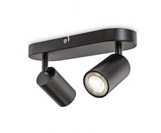 B.K.Licht Faretti da soffitto orientabili, attacco per 2 lampadine GU10 non incluse, plafoniera moderna in metallo nero opaco, 27x6x9cm, lampada da soffitto per ingresso, camera da letto o corridoio