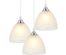 Lampadari Lampadario moderno a 3 luci per sala da pranzo, lampada a sospensione in vetro paralume e27, lampada da soffitto per corridoio Lampadari
