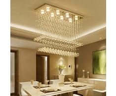 RIVILA Moderno Rettangolare Cristallo Soggiorno Camera da Letto Lampadario Decorativo Onda Goccia di Pioggia Montaggio A Incasso 8 Luci LED Illuminazione A Sospensione Plafoniera Cromata