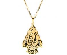 Collana con Ciondolo da Donna in Acciaio Inossidabile Color Oro Animale per Regalo di Natale-Fiaccola falò