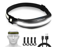 DARKBEAM Torcia Frontale LED, Lampada da testa USB-C ricaricabile Luce luminosa per cappello rigido con clip, COB 230° ampia luce rossa – Super leggero per il campeggio, corsa, riparazione, pesca