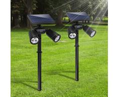 ARTINABS Lampada Solare da Esterno 2 in 1, 6 Posizioni Regolabili Faretti Solari a Led Esterno con 2 Modalità di Illuminazione IP65 Luci Solari da Giardino per Cortile Piscina Vialetto Patio (2 Pezzi)
