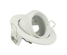 LEDLUX Porta Faretto Led GU10 MR16 Da Incasso Orientabile 90 Gradi Rotondo Con Ghiera Foro 90mm Con Illuminazione Asimmetrica (Bianco)