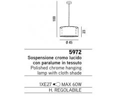 Lampada a Sospensione PERENZ-5972 cromo lucido con paralume in tessuto Altezza regolabile 100 x D.45 CM