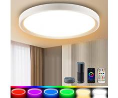 MROOYI 24W Plafoniera LED Soffitto Compatibile con Alexa e Google Home, Ø30cm Smart Lampada Wifi RGB Dimmerabile con App e Telecomando per Camera da Letto, Bagno, Cucina, Bambini Cameretta, Soggiorno