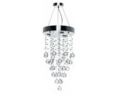 Bakaji Lampadario a Sospensione Lampada Da Soffitto Con Sfere e Pendenti In Cristallo Di Vetro Stile Moderno Classe A++ Dimensione 35x65,5cm Colore Argento