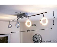 LED Plafoniera rettangolare design con riflettori ad anelli 4x5W metallo cromato moderno