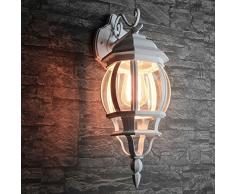 Applique rustica Brest per esterno vintage in bianco E27 lampada da parete stile antico perfetta per giardino, cortile, terrazzo e viale di ingresso