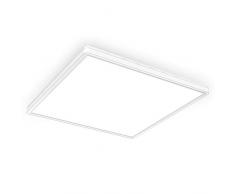 B.K.Licht Plafoniera LED dimmerabile su 3 livelli, 22W 3000Lm, Luce bianca neutra 4000K, Ultrapiatta, Illuminazione indiretta, Pannello LED, Funzione di memoria, Lampada da soffitto quadrata lato 42cm