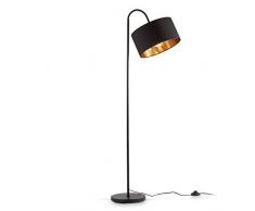 B.K.Licht Lampada da terra con paralume orientabile nero-oro, attacco per lampadina E27 non inclusa, piantana retro con interruttore a pedale, paralume in tessuto Ø30 cm