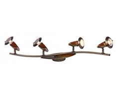 Globo - Plafoniera a forma di esse - OTTONE ANTICATO LEGNO 4X40W E14 R50 230V