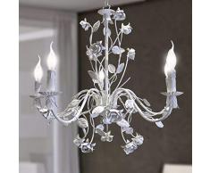 Lampadario a sospensione stile provenzale 5 luci con Rose in ferro battuto colore SHABBY CHIC
