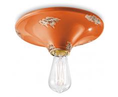 Ferroluce Retrò Plafoniera Vintage E27, 77 W, Arancio Lucido, 25x9 cm