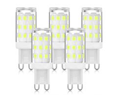 Lampadina LED G9 6000K Bianco freddo 3W, lampadina a presa bi pin G9 (equivalente alogena 40 W), lampadine G9 per illuminazione a sospensione, senza sfarfallio, non dimmerabile, Confezione da 5
