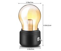 Lampadina senza fili USB da tavolo, USB ricaricabile LED Night Light Mini comodino scrivania lampada a risparmio energetico ed elegante per lilluminazione da comodino camera da letto(Nero)