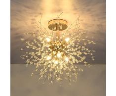 Plafoniera moderna in cristallo, fuochi Dartificio Lampadario, Plafoniere dorate, Lampada A Sospensione Dimmerabile, 8 G9, Lampada Per Soggiorno, Camera Da Letto, Sala da pranzo, Cucina,Corridoio
