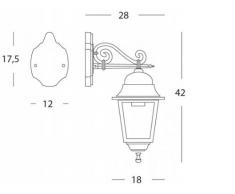Applique in basso classica lampada da parete per esterno bianco-argento