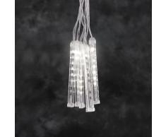 Konstsmide 2760-103 / Tenda di luci LED 6 bacchette effetto neve luccicante / 60 diodi bianco caldi/a batteria sino a 130h / cavo trasparente