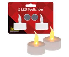 Idena 408982 - Candele a LED, 2 pezzi, candele elettriche con luce intermittente, batterie incluse, decorazione per matrimoni, feste, Natale, Pasqua, come luce datmosfera