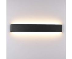 Klighten Lampada da Parete LED Interno 20W, 60cm Applique da Parete Alluminio Moderne, Lampada Muro per Soggiorno, Camera da Letto, Scala, Corridoi, 1990 Lumen, Bianco Caldo 3000K, Nero