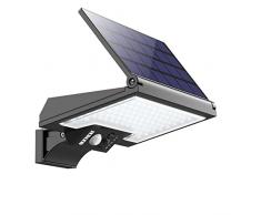 JESLED Luce Solare LED Esterno, 108LED Faretto con Sensore di Movimento, 2600mAh Lampada Girevole, 4 Modalità Luci Ricaricabile per Giardino