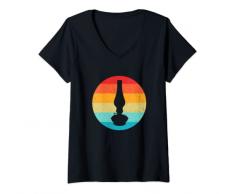 Donna Lampada a olio Silhouette Retro Vintage Tramonto anni 70 anni 80 Distressed Maglietta con Collo a V