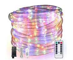 Tubo LED Luminoso 15m 200 Led con Telecomando, 8 Modalità di Illuminazione e 10 Livelli Luce, Impermeabile IP65, Ideale per Interni ed Esterni, Giardino, Decorazione Natalizia, Festa (Multicolore)