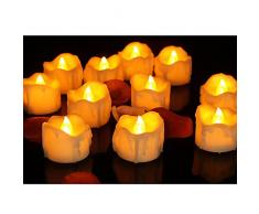 Jonami Candele LED Sfarfallio Senza Fiamma 12pcs Candela Elettrica a Batteria Luci Decorazione per Natale Casa e Festa di Matrimonio – Luce Calda