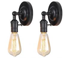 GOCBOBO 2 Pezzi Lampada da Parete Industriale 180 °Regolabile Metallo Applique Da Parete Retro lampadina applique Sulla Corridoio,Sala da bagno Attico