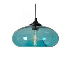 HJXDtech Nuovo lampadario in Vetro con Paralume, Lampadario a sospensione, Lampada da soffitto retrò Loft Bar (Blu)