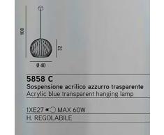 Lampadario a sospensione Perenz 5858 C Lampada da soffitto a sospensione realizzata in acrilico colore blu trasparente