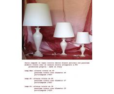 Lampada da tavolo o comodino in legno tornito - made in Italy (lampada piccola bianca con paralume)