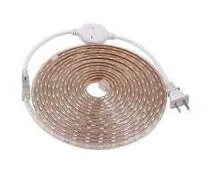 XUNATA 2m Strisce LED 220V e alimentatore, 5050 60LED/m, IP65 Impermeabile, Flessibile Striscia a LED per Scaletta Tetto Cavi da Cucina Decorazione- Bianco