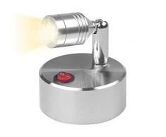 Faretto a LED Lampada da parete a LED a batteria senza fili Lampada da armadio a luce bianca calda con luci rotanti Controsoffitti per armadio a testa(metallo)