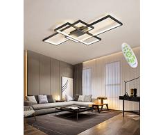 Plafoniera moderna e minimalista a LED Lampada da soffitto quadrata geometrica Plafoniere di design alla moda Plafoniere di personalità Camera da letto Studio Soggiorno Lampada da soffitto, Nero, 90