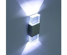 Unimall 6W Illuminazione per Interni Luce Sopra Sotto Lampada da Parete per Interni in Alluminio Applique Parete a LED decorativa per Casa Armadio Corridoio Soggiorno Hotel Bianco Freddo