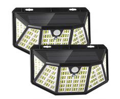 Nestling Lampade Solari a da Led Esterno, Luce Solare Led Esterno Sensore di Movimento 3 Modalità Luci Esterno Energia Solare Impermeabile IP65 per Giardino【Alta Efficienza 212LED-2000mAh】- 2 Pezzi
