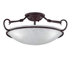 Honsel 22153 - Lampada a soffitto ad effetto ruggine, in vetro anticato, colore: Bianco alabastro, energiesparlampe, marrone