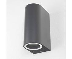 Applique da esterno/circolare/antracite/Faretto up & down / IP44 / 2x GU10 fino a 35W / Lampada da parete per illuminazione di cortile e giardino