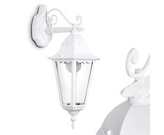 Lampada da parete per esterni Hongkong, lampada da esterno rivolta verso il basso in stile antico, in fusione di alluminio, bianco,vetro, E27, retrò/vintage, patio/veranda/cortile, senza lampadina/e