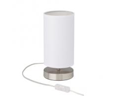 Clarie - Lampada da tavolo con paralume in tessuto, 1x E14, max 40 W, in ferro e tessuto moderno bianco
